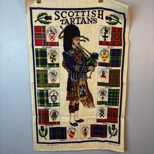 Scottish Tartans Vintage Tea Towel Linen Cotton Blend British Decor